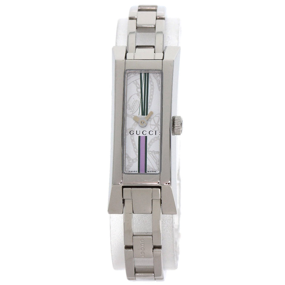 Gucci Watches Quartz 110 Stainless Steel , Stainless Steel Silver Square face white dial Women