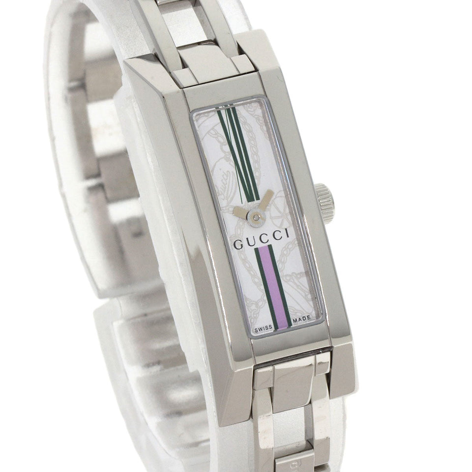 Gucci Watches Quartz 110 Stainless Steel , Stainless Steel Silver Square face white dial Women
