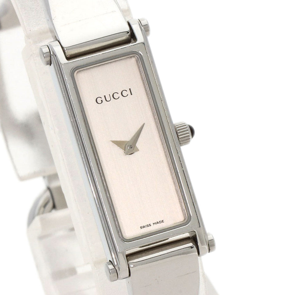 Gucci Watches Quartz 1500L Stainless Steel , Stainless Steel Silver Square face Silver dial Women