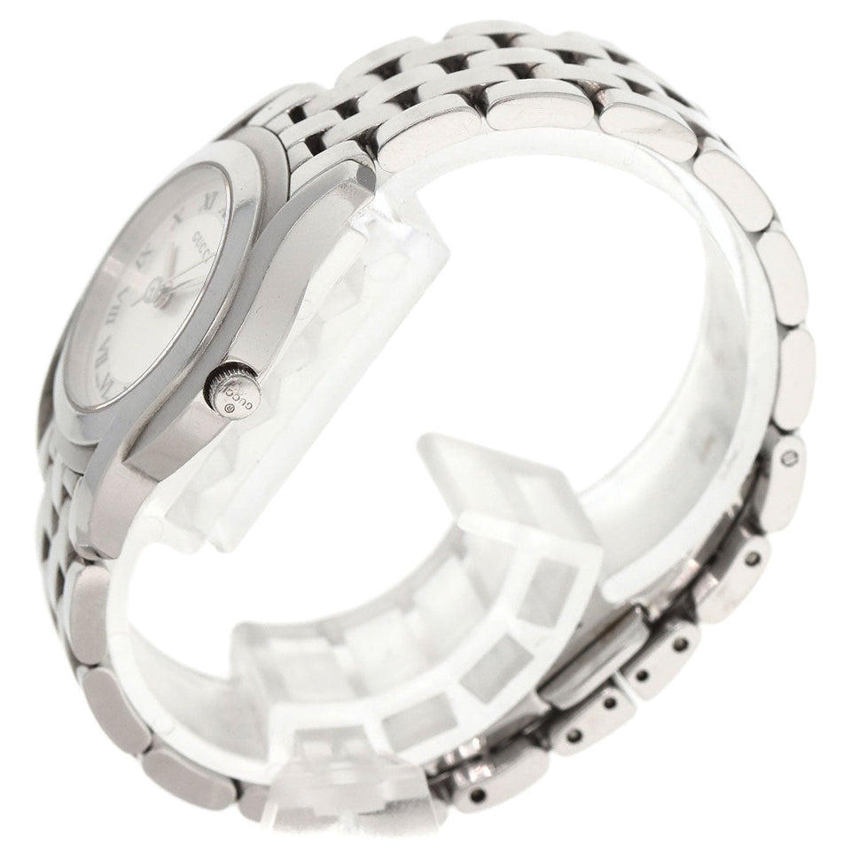 Gucci Watches Quartz 5500L Stainless Steel , Stainless Steel Silver Round face Silver dial Women