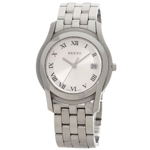 Gucci Watches Quartz 5500M Stainless Steel , Stainless Steel Silver Round face Silver dial mens