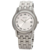 Gucci Watches Quartz 5500M Stainless Steel , Stainless Steel Silver Round face Silver dial mens