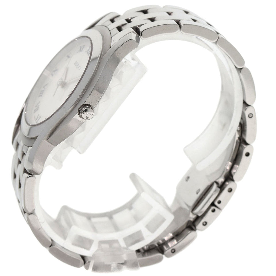 Gucci Watches Quartz 5500M Stainless Steel , Stainless Steel Silver Round face Silver dial mens