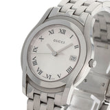 Gucci Watches Quartz 5500M Stainless Steel , Stainless Steel Silver Round face Silver dial mens