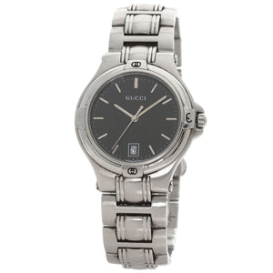 Gucci Watches Quartz 9040M Stainless Steel Silver Double G black dial