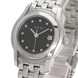 Gucci Watches Quartz 5500L Stainless Steel , Stainless Steel Silver 11P Diamond black dial Women