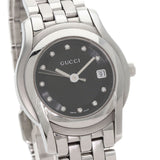 Gucci Watches Quartz 5500L Stainless Steel , Stainless Steel Silver 11P Diamond black dial Women