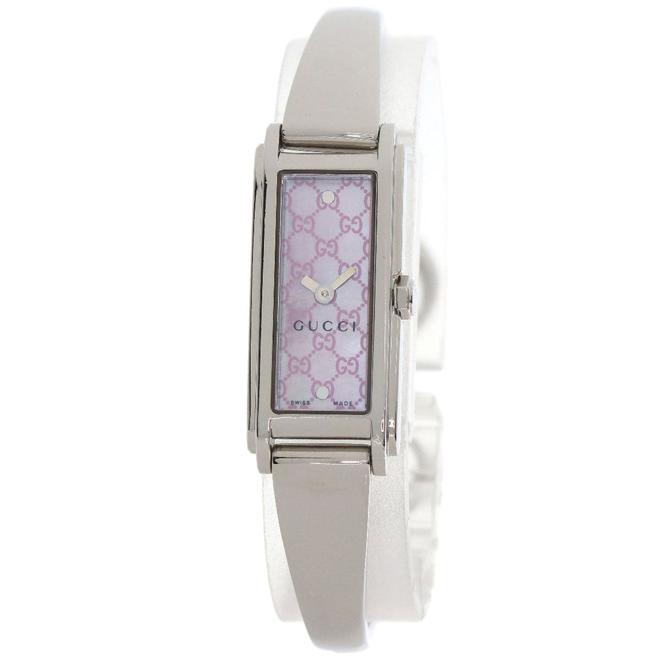 Gucci Watches Quartz 109 Stainless Steel , Stainless Steel Silver GG square face Pink shell dial Women