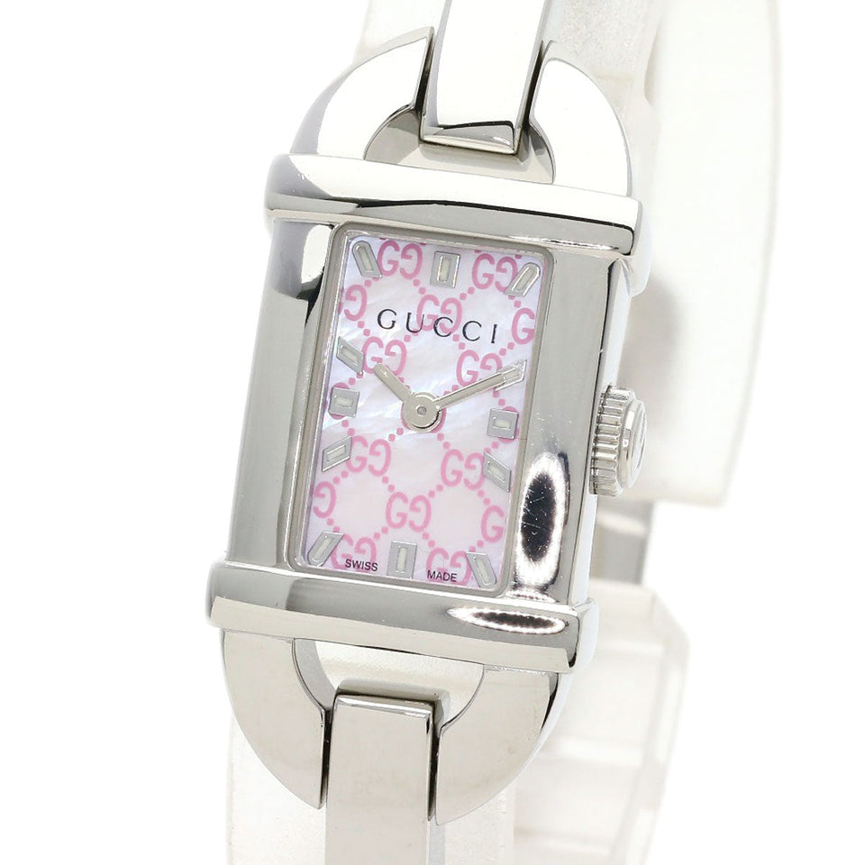 Gucci Watches Quartz 6800L Stainless Steel , Stainless Steel Silver Square face shell dial Women