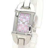 Gucci Watches Quartz 6800L Stainless Steel , Stainless Steel Silver Square face shell dial Women