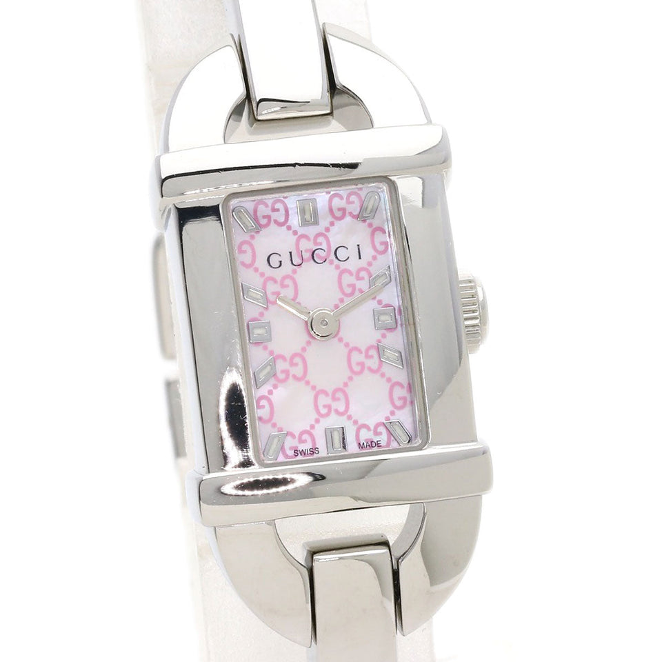 Gucci Watches Quartz 6800L Stainless Steel , Stainless Steel Silver Square face shell dial Women