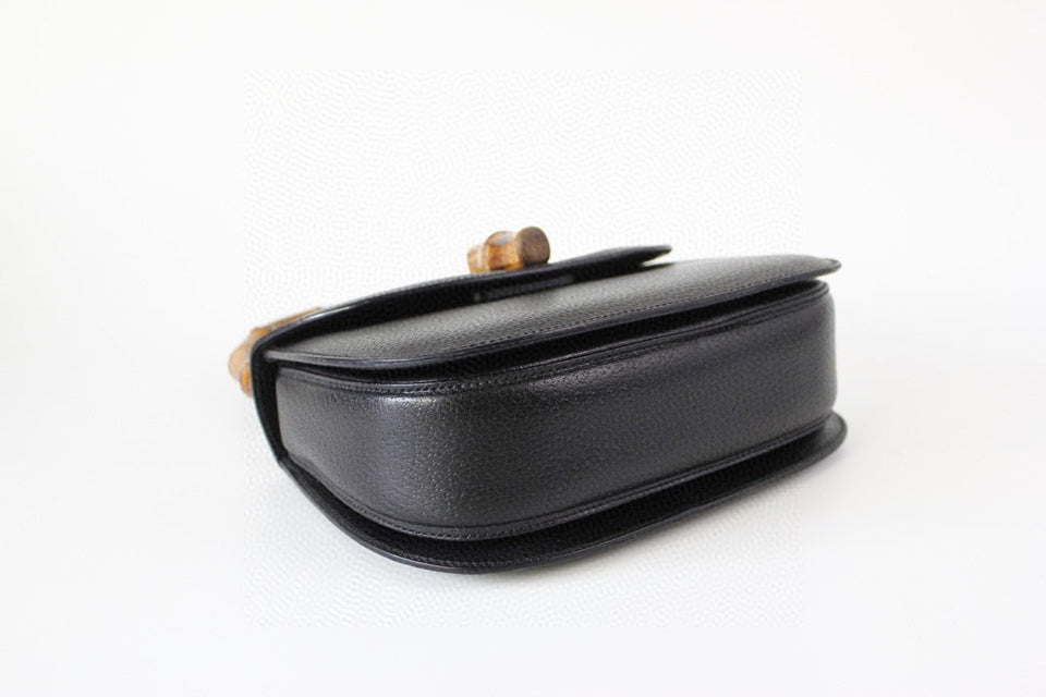 Gucci Bamboo Top Handle Bag Leather Medium Black