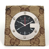 Gucci Table clock Quartz YC200001 Stainless Steel, GG Canvas multicolor GG logo travel clock black dial