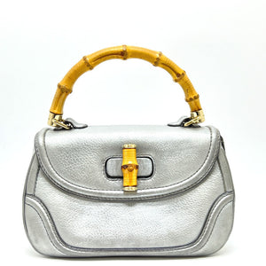 Gucci Handbag 254884 leather Silver New Bamboo