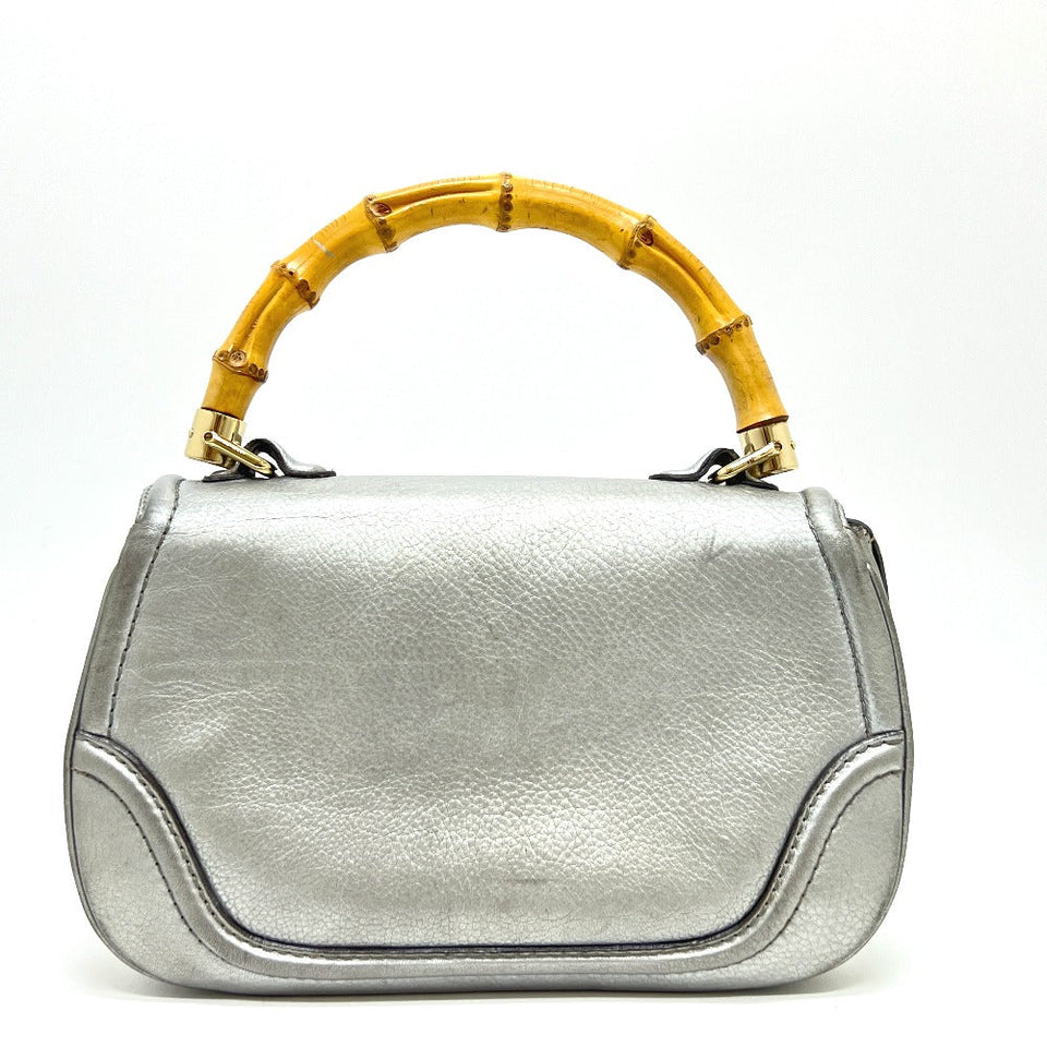 Gucci Handbag 254884 leather Silver New Bamboo