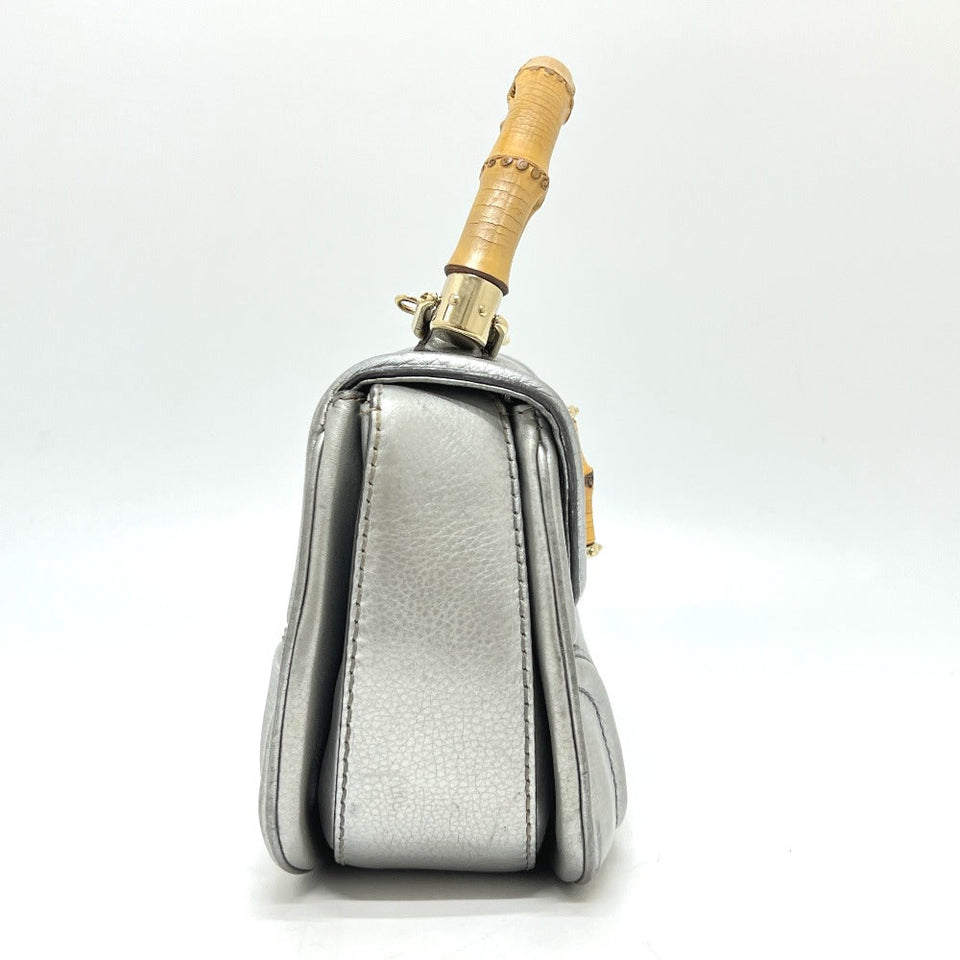 Gucci Handbag 254884 leather Silver New Bamboo