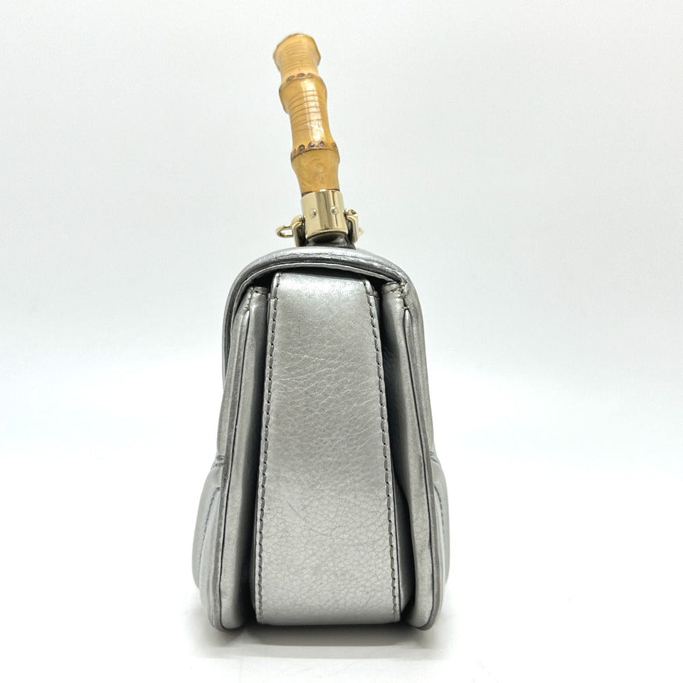 Gucci Handbag 254884 leather Silver New Bamboo