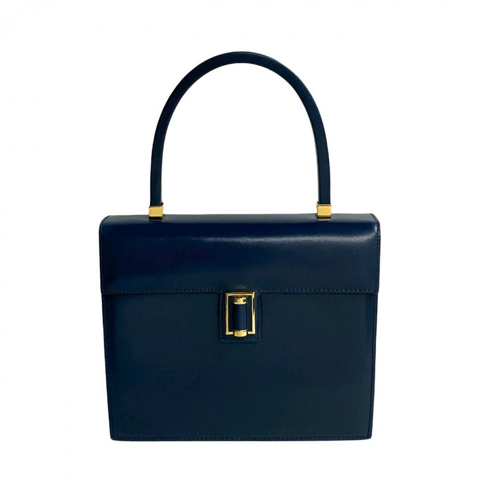 Gucci Handbag leather Navy GG logoMetal Old Gucci Women