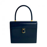 Gucci Handbag leather Navy GG logoMetal Old Gucci Women