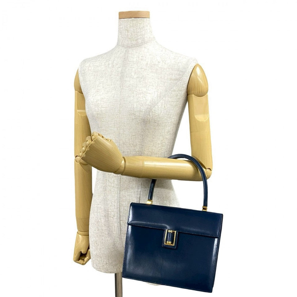 Gucci Handbag leather Navy GG logoMetal Old Gucci Women