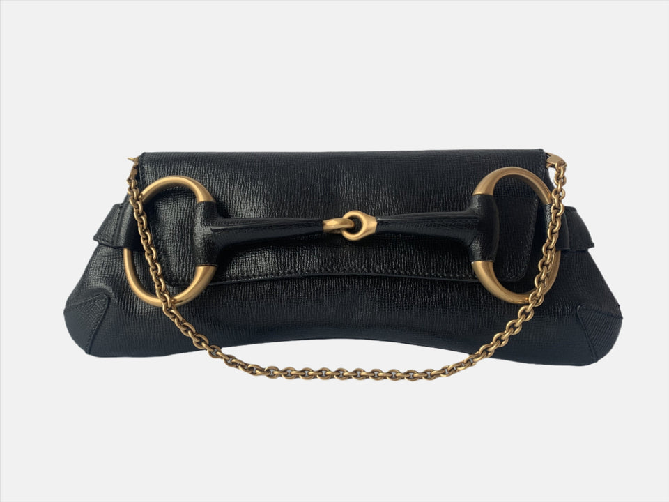Gucci Horsebit 1955 Chain Shoulder bag Large Black Leather