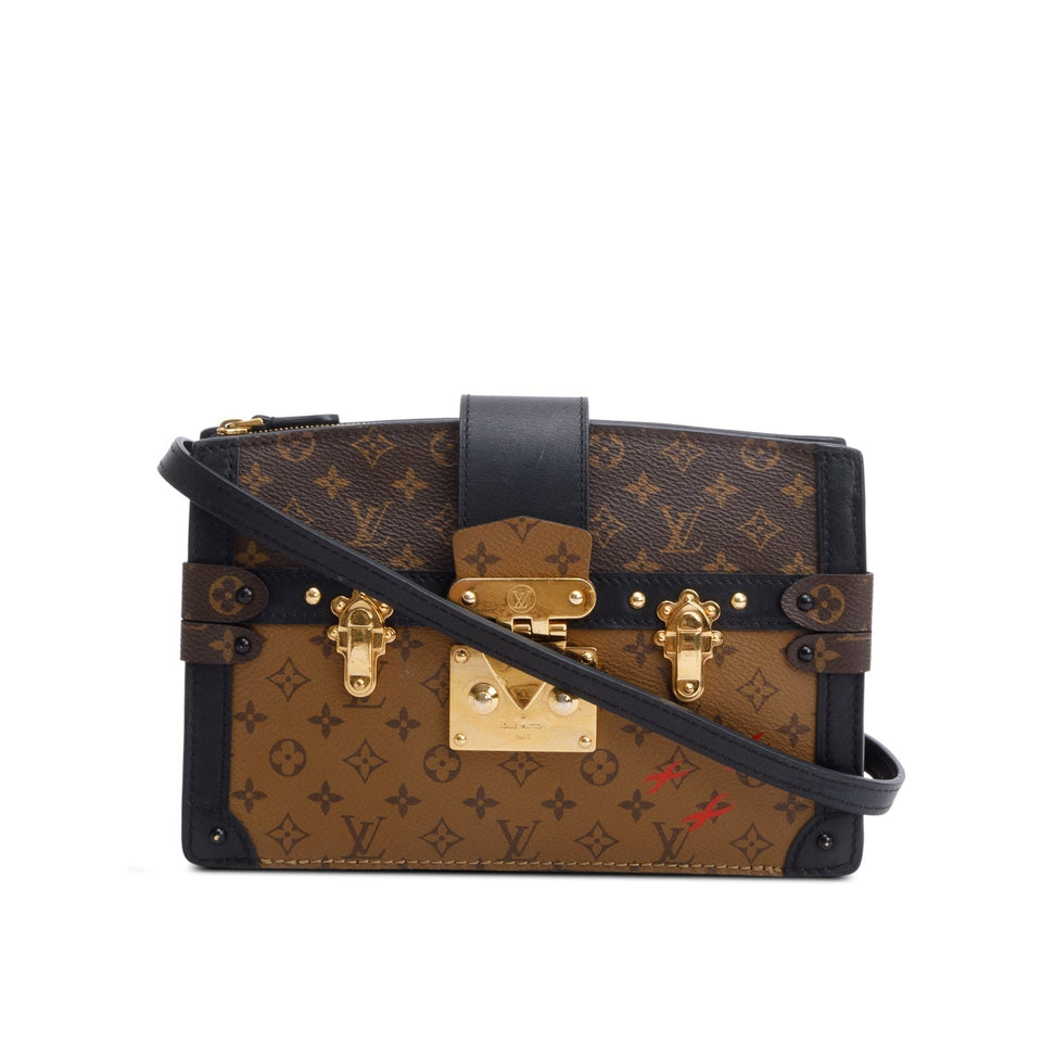 Louis Vuitton Monogram Reverse Pochette Trunk Clutch w/ Strap