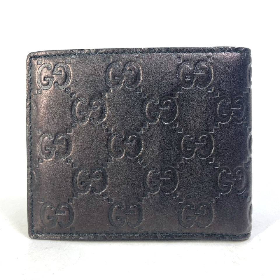 Gucci Folded wallet 145754 Sima leather Black type Compact wallet GG Guccisima mens