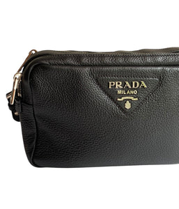 Prada Black Daino Leather Crossbody Camera Bag