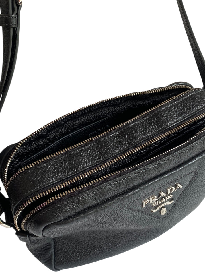 Prada Black Daino Leather Crossbody Camera Bag