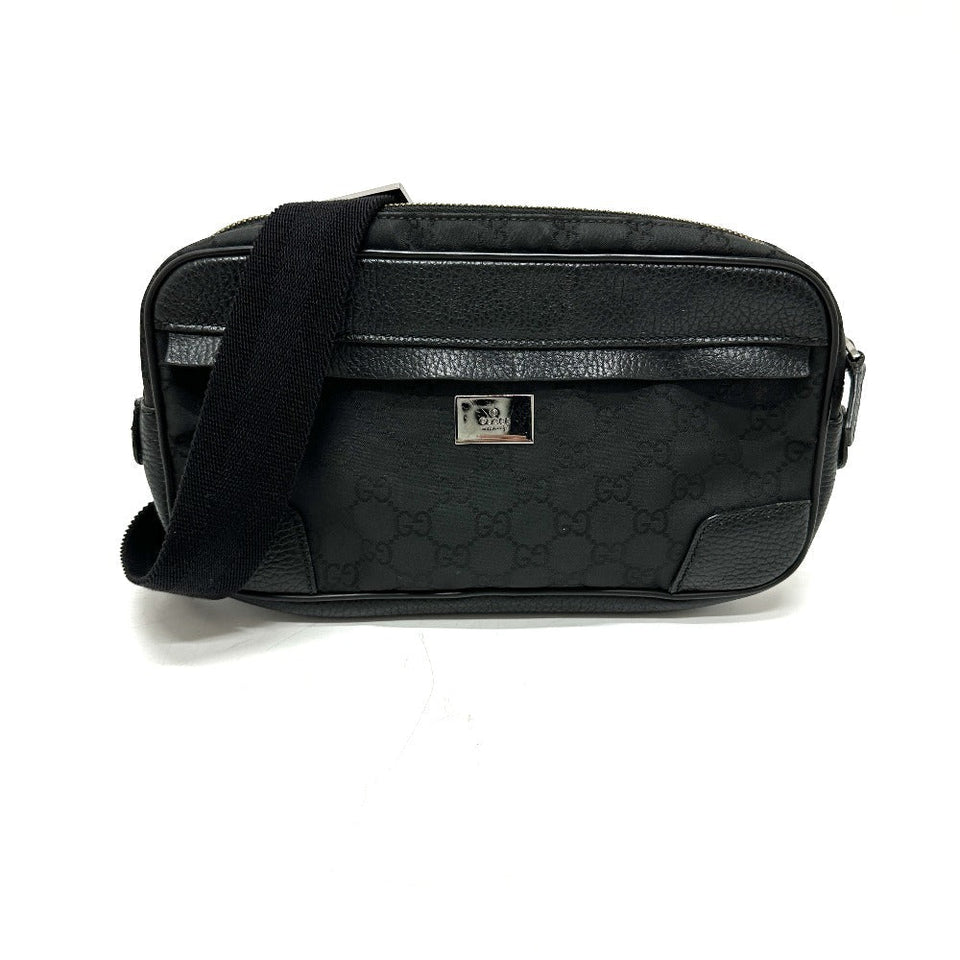 Gucci Waist bag 336672 Nylon / leather black GG nylon mens