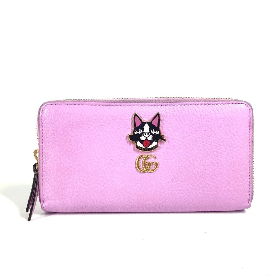Gucci Long Wallet Purse 499337 leather pink GG Marmont Bosco