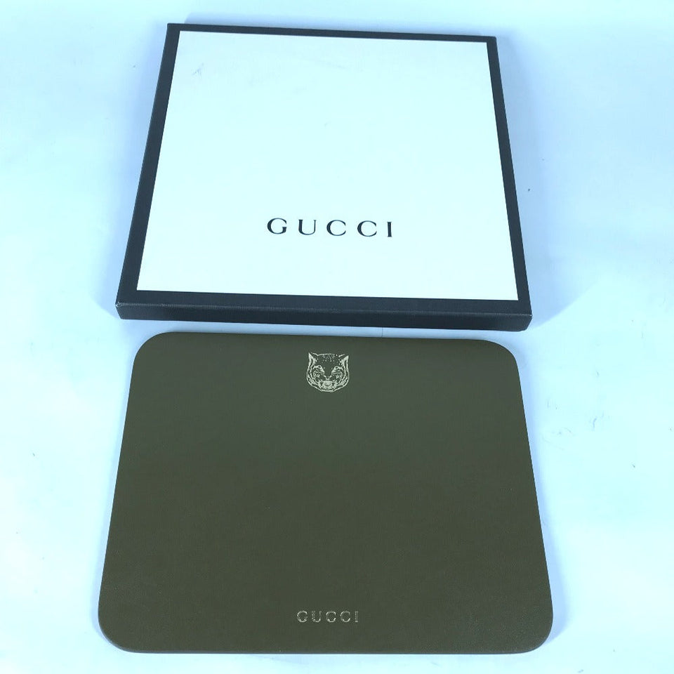 Gucci Other miscellaneous goods leather khaki PC personal computer interior tiger mouse pad mens