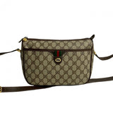Gucci Shoulder Bag leather Brown GG logo Metal Sherry line Women