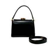 Gucci Shoulder Bag leather black Bamboo Women