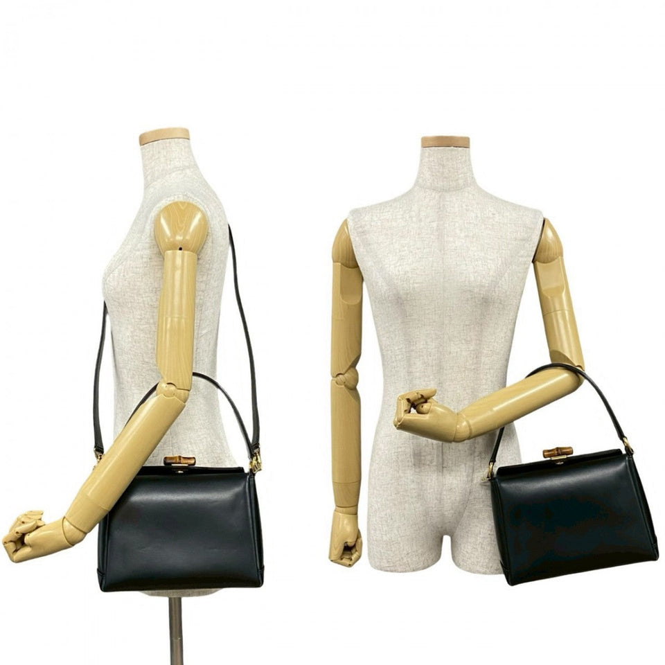 Gucci Shoulder Bag leather black Bamboo Women