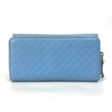 Gucci Long Wallet Purse 449364 leather Light blue Micro Guccisima Women