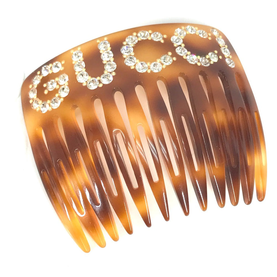 Gucci Other accessories 503957 plastic Brown Rhinestone GG hair comb comb Women