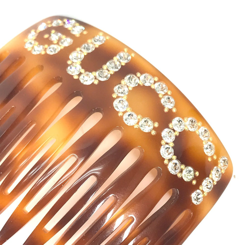 Gucci Other accessories 503957 plastic Brown Rhinestone GG hair comb comb Women