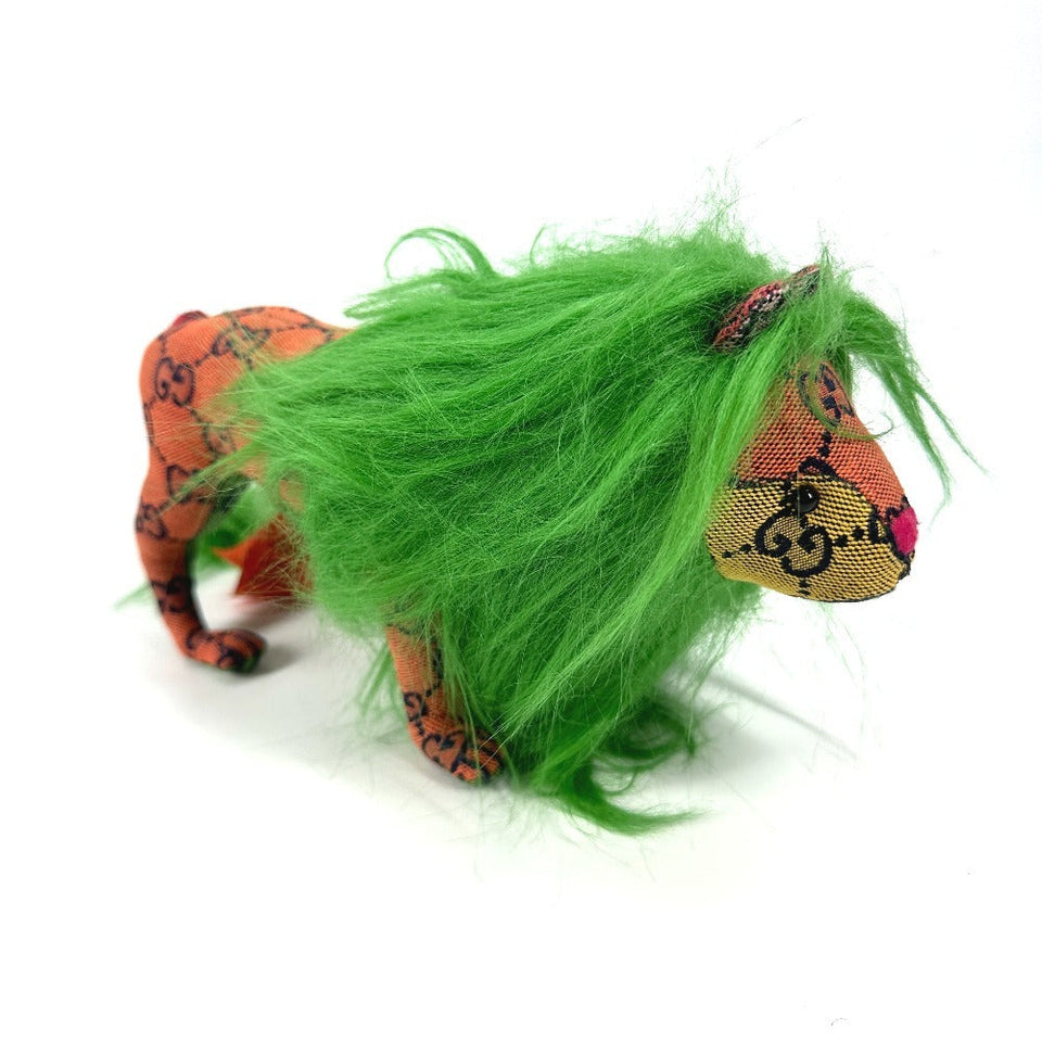 Gucci Plush Doll 670235 GG canvas green GG Decorative Lion unisex(Unisex)