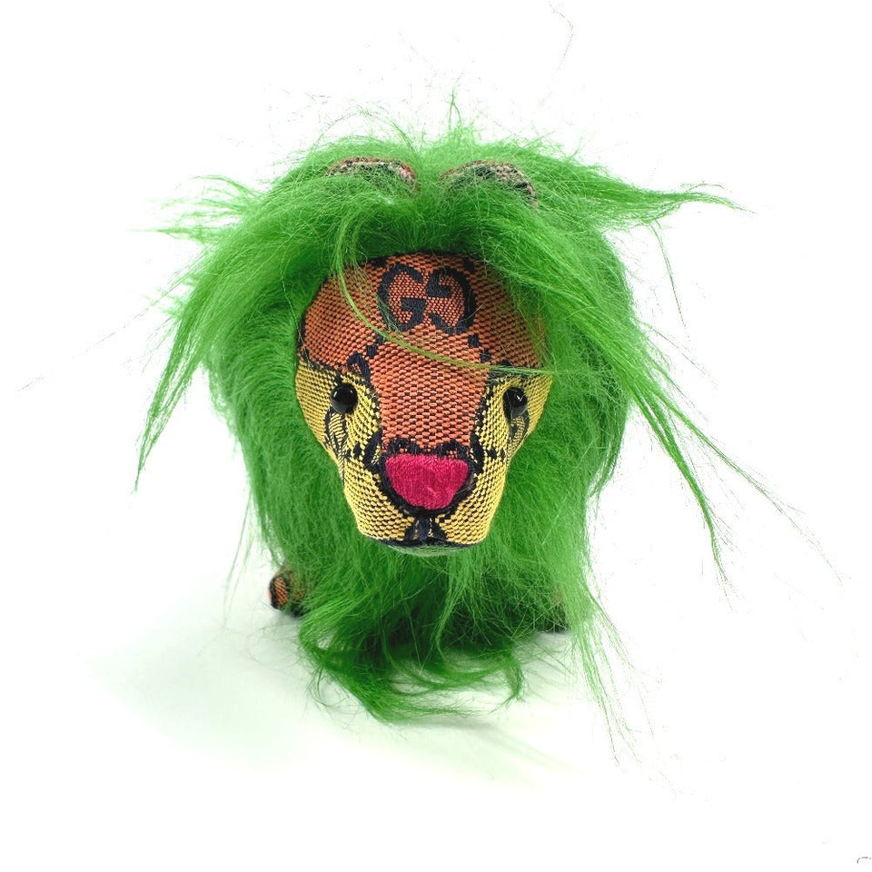 Gucci Plush Doll 670235 GG canvas green GG Decorative Lion unisex(Unisex)