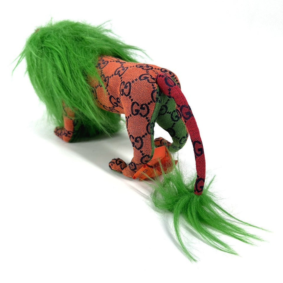 Gucci Plush Doll 670235 GG canvas green GG Decorative Lion unisex(Unisex)