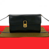 Gucci Shoulder Bag leather black GG logoMetal Women