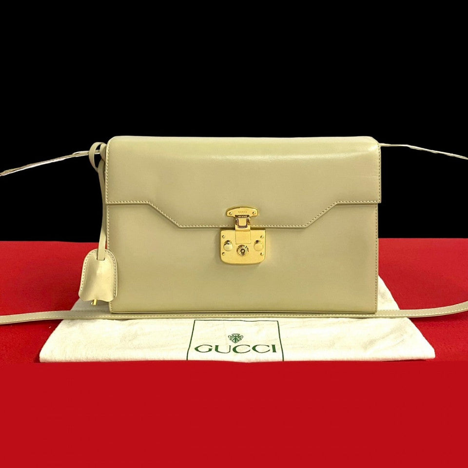 Gucci Shoulder Bag Calfskin, Leather white Ready lock Women