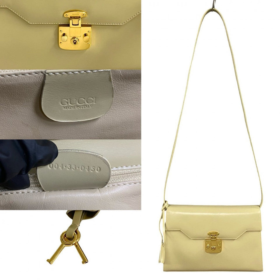 Gucci Shoulder Bag Calfskin, Leather white Ready lock Women