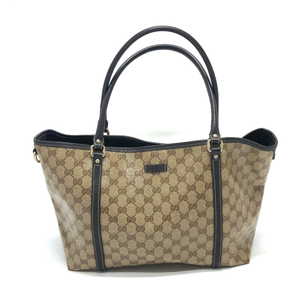 Gucci Tote Bag 265695 Leather / coated canvas beige GG crystal