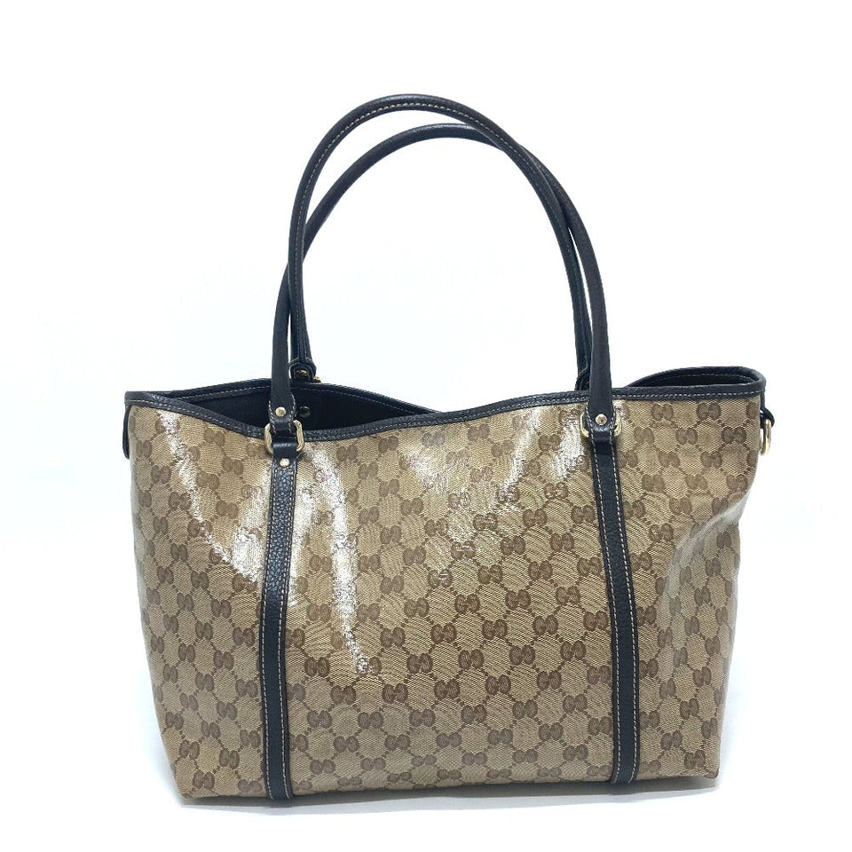 Gucci Tote Bag 265695 Leather / coated canvas beige GG crystal