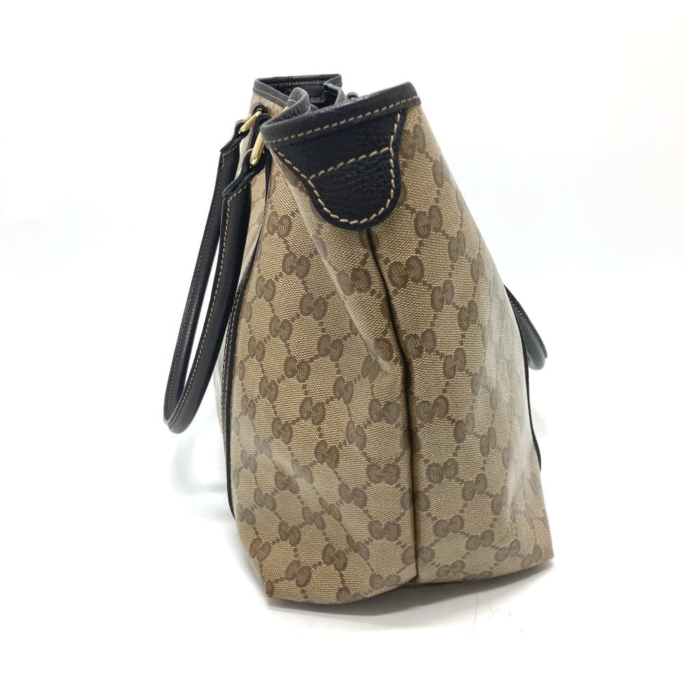 Gucci Tote Bag 265695 Leather / coated canvas beige GG crystal