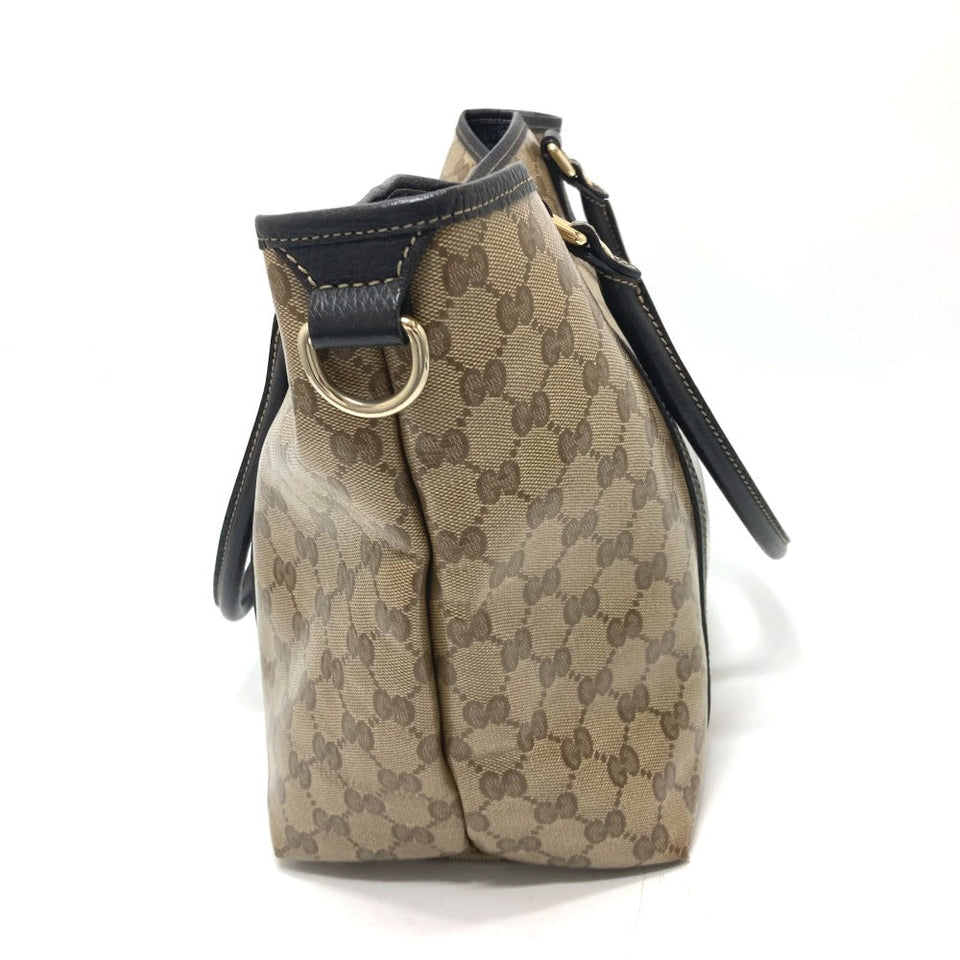 Gucci Tote Bag 265695 Leather / coated canvas beige GG crystal