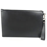 Gucci Clutch bag 597678 leather black bag pouch Braid embroidery logo unisex(Unisex)