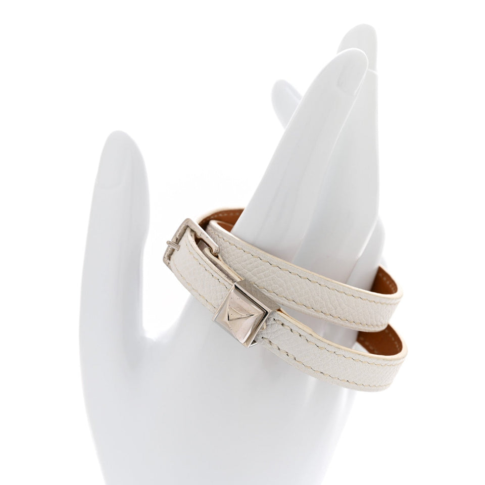 Hermes Epsom Cab Double Tour Bracelet S White